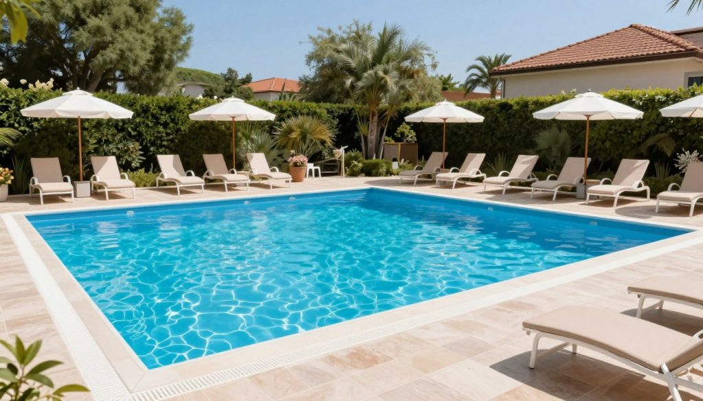 facilități piscine șezlonguri parcare